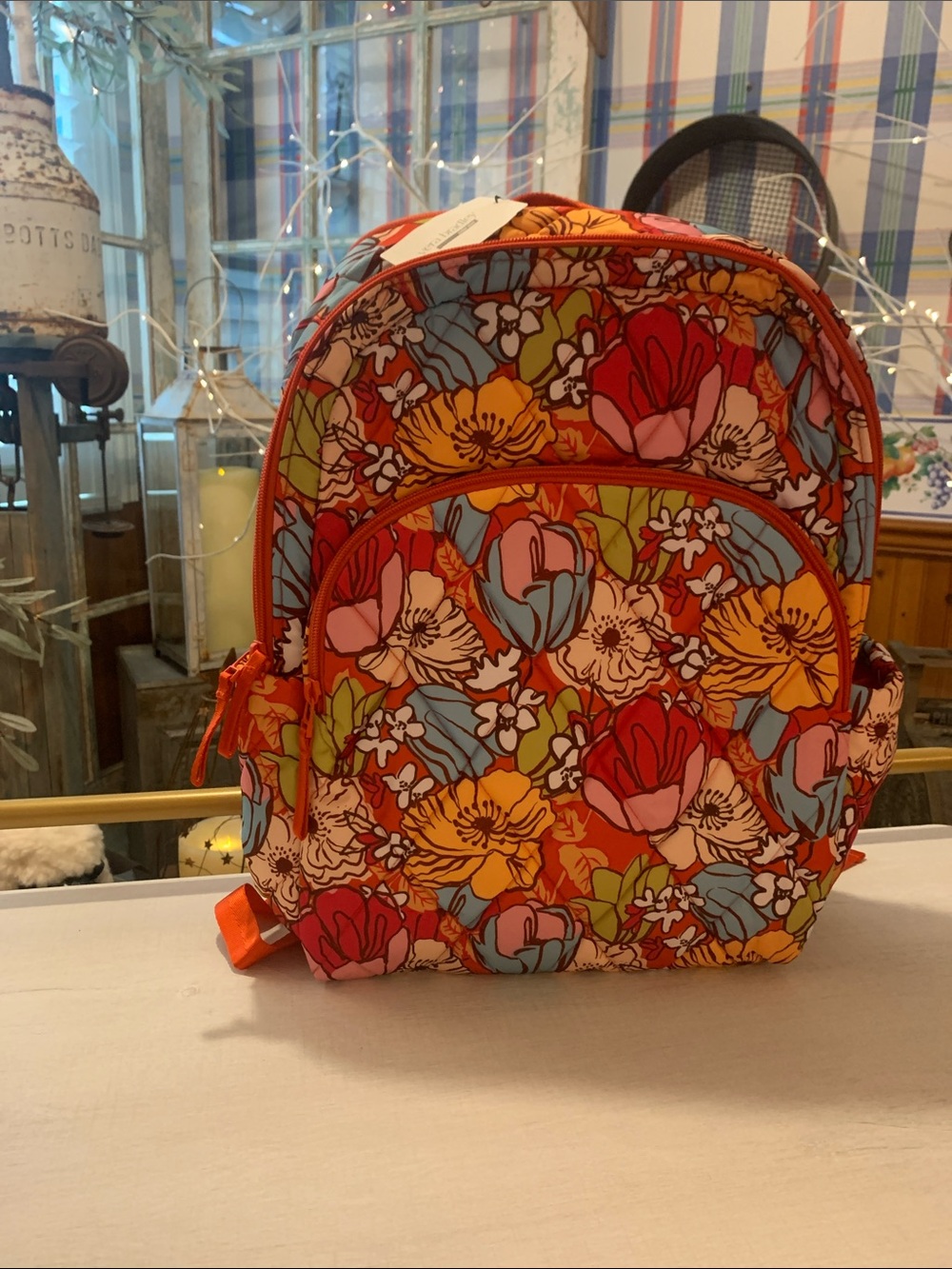 Vera Bradley Bright Orange Floral Backpack